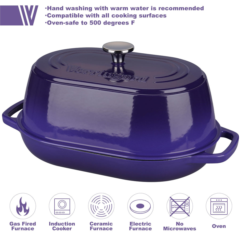 Enameled Cast Iron Dutch Oven Pot with Dome Lid, Oval Bread Oven made Sourdough Bread Baking, Oven Safe up to 500°F