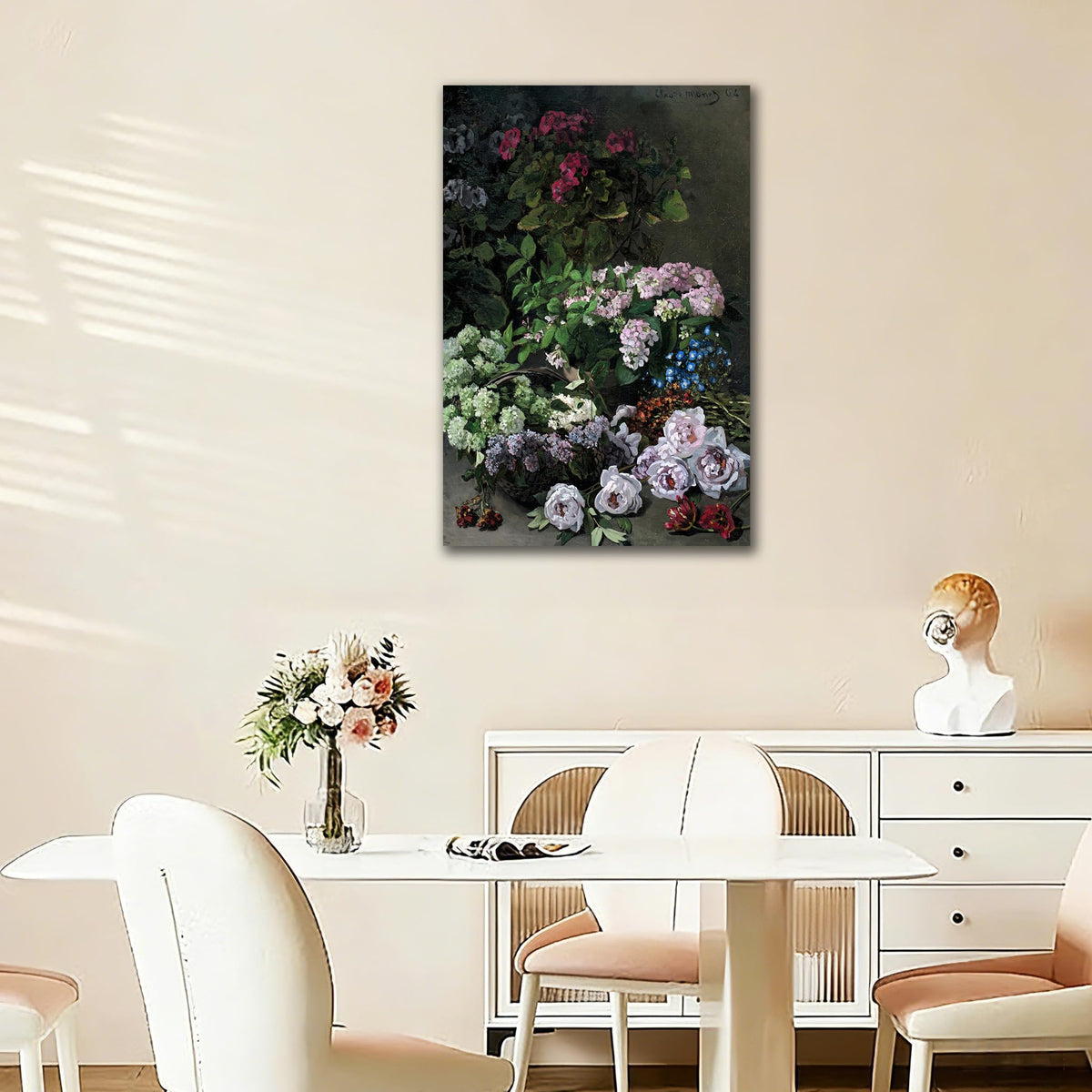 Claude Monet Spring Flowers Canvas Wall Art 24x36inch (60x90cm) Impressionist Wall Art Decor, Bedroom & Office
