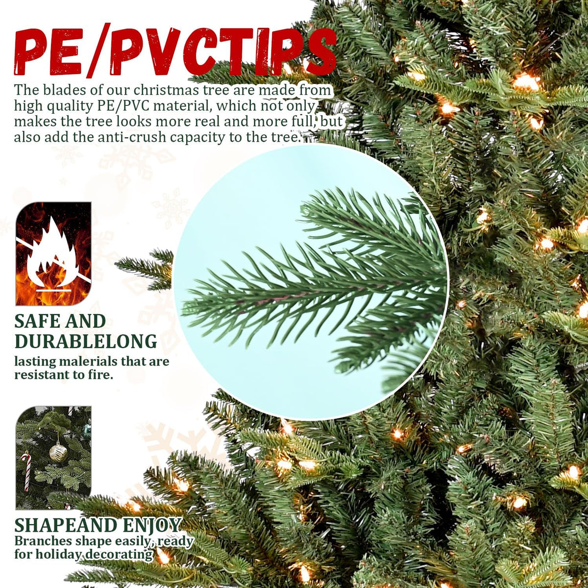 Full-Shape Christmas Tree with 900 UL Lights, PE/PVC Mixed, Green