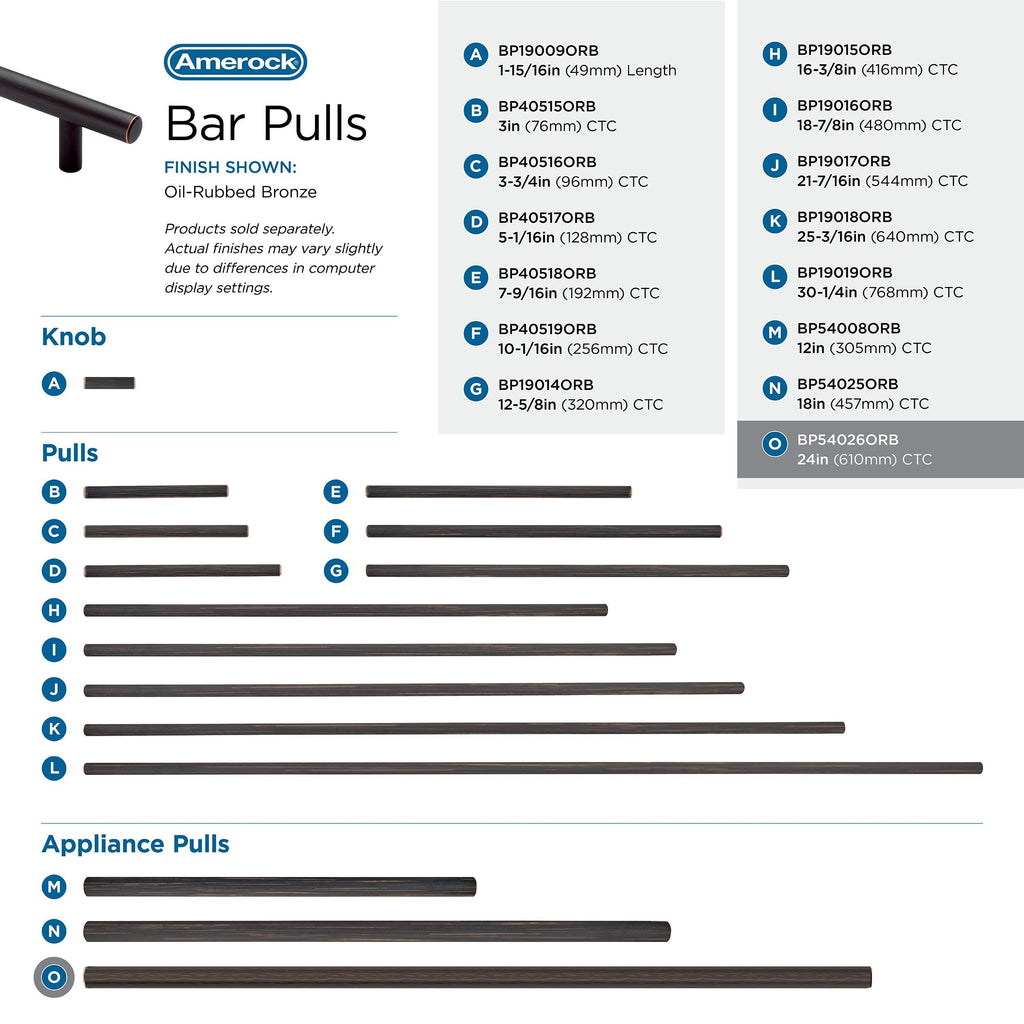 24" Bar Pulls Oil-Rubbed Bronze Appliance Pull