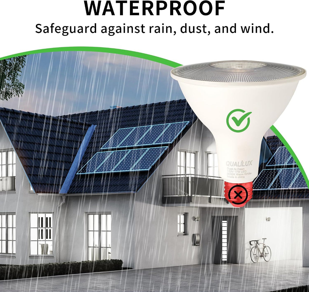 PAR38 Dusk to Dawn LED Flood Light Bulbs, Daylight White 5000K, 150W Equivalent 17W, 1700LM, Auto On/Off Light