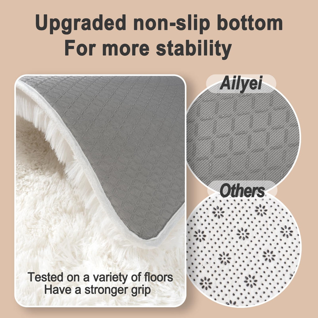 Ultra Soft Runner Rugs Hallways with Upgraded Non-Slip Rubber Backing & Thick Memory Sponge, 2x8 Feet Fluffy Shag