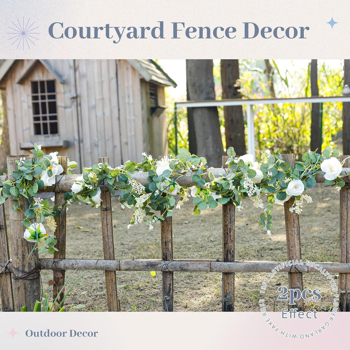 6.5FT Wedding Decor Artificial Flower Eucalyptus Garland - Set of 2