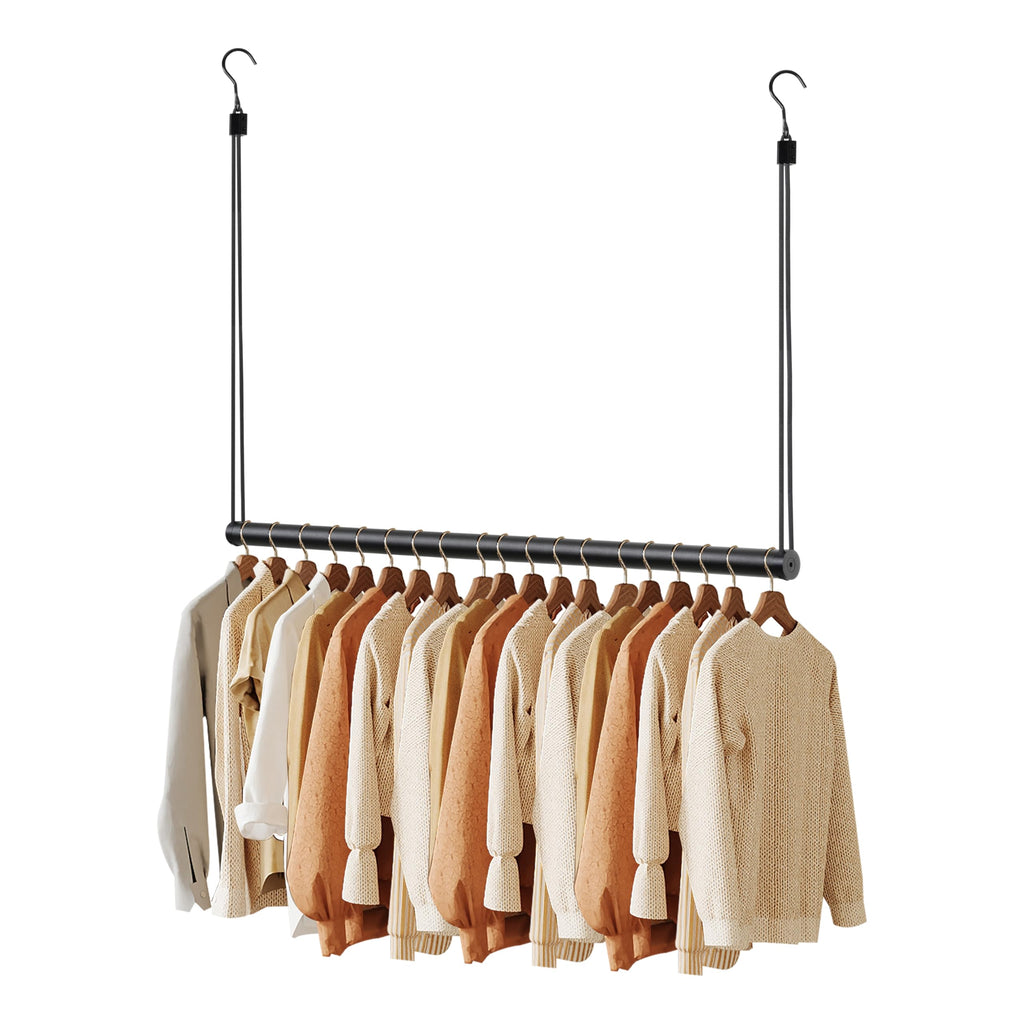 Adjustable Closet Hanging Rod 40" Black Closet Rod Extender