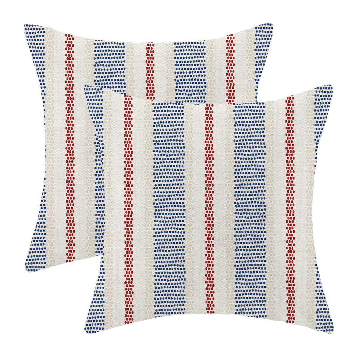 4th of July Summer Outdoor Pillow Covers 20 x 20 Inch, Blue Red Polka Dots Striped Decor Throw Pillows for Couch Bed