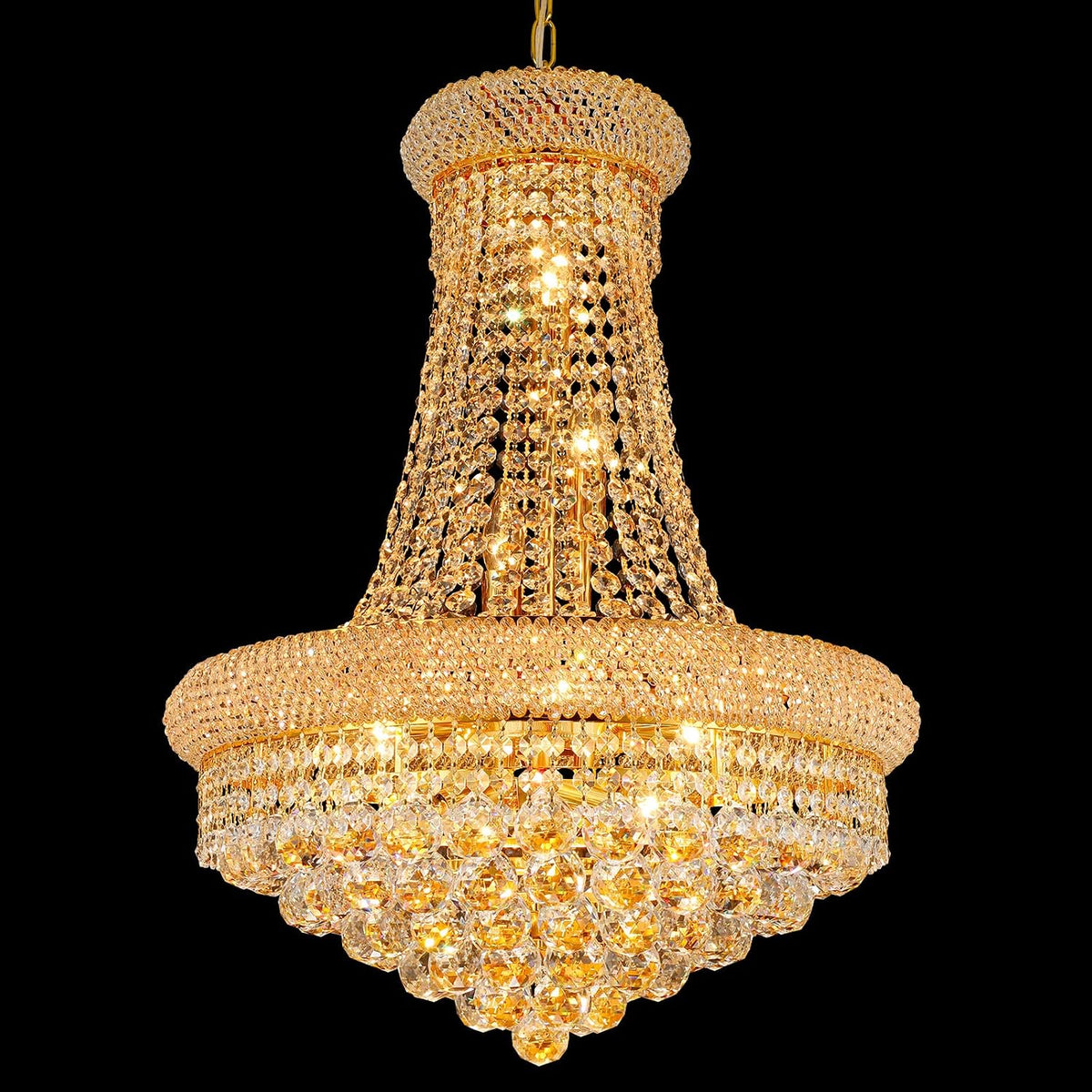 French Empire Crystal Chandelier, Large Draped Fixture for Dining Rooms, Foyers