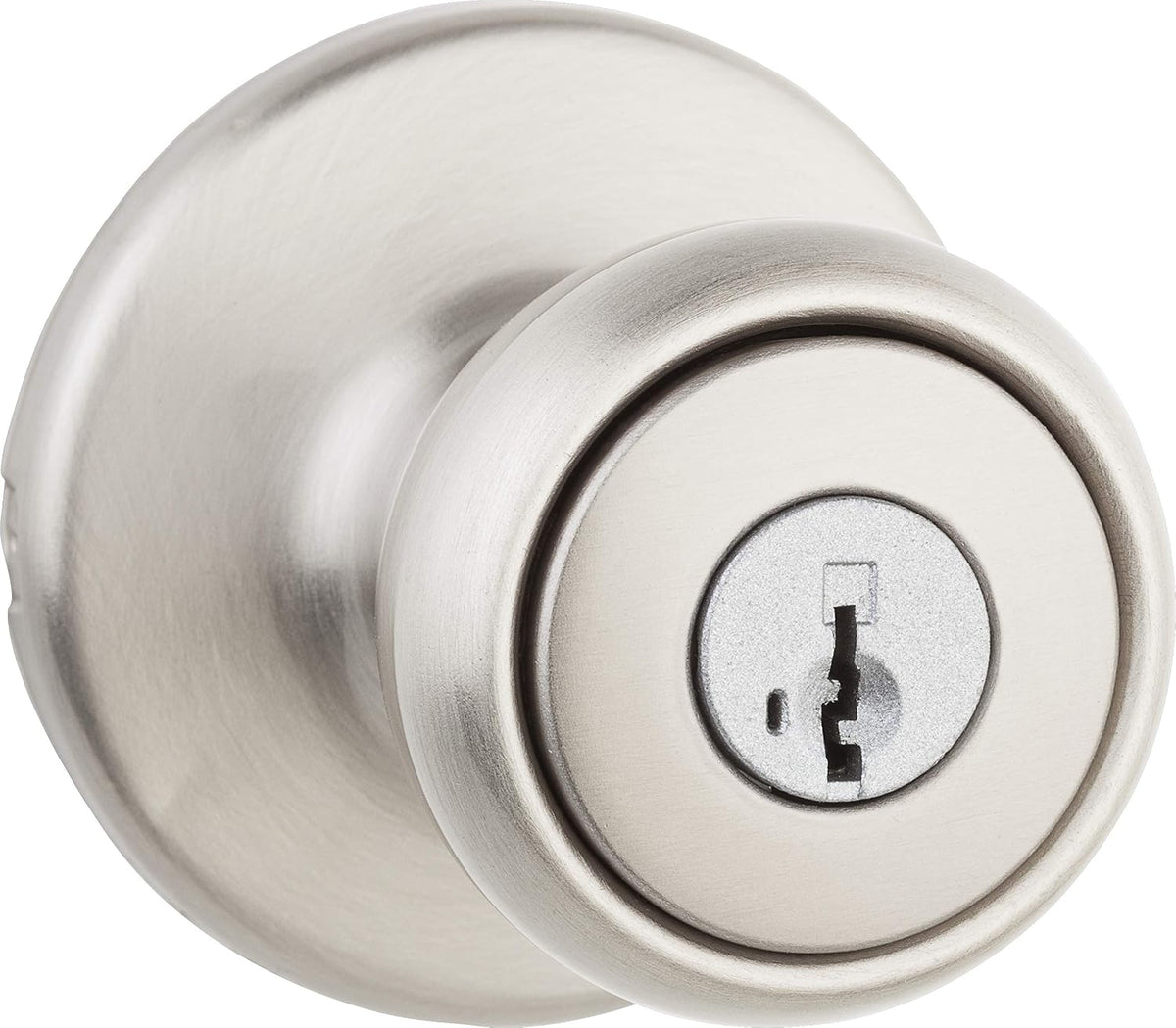 Tylo Entry Door Knob with Lock and Key, Secure Keyed Handle Exterior, Front Entrance and Bedroom, Satin Nickel, Pick