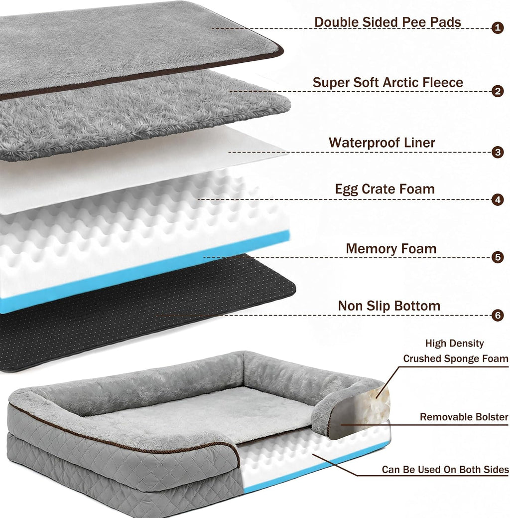 Orthopedic Memory Foam Dog Bed with Reusable Potty Pad