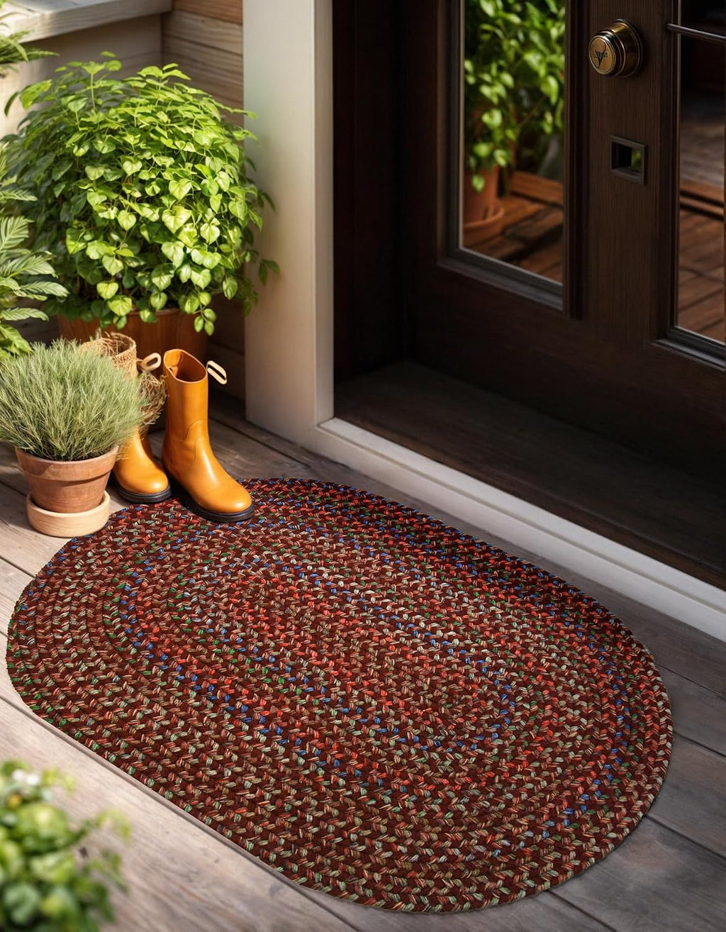 Keepsake KS43 Burgundy Oval - Braided Area Rug, Home Decor, Floor Mat or Bedroom Rug - Easy Care, Ideal for