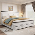 Farmhouse Bed Frame 51" Headboard Storage Drawers Roman Footboard