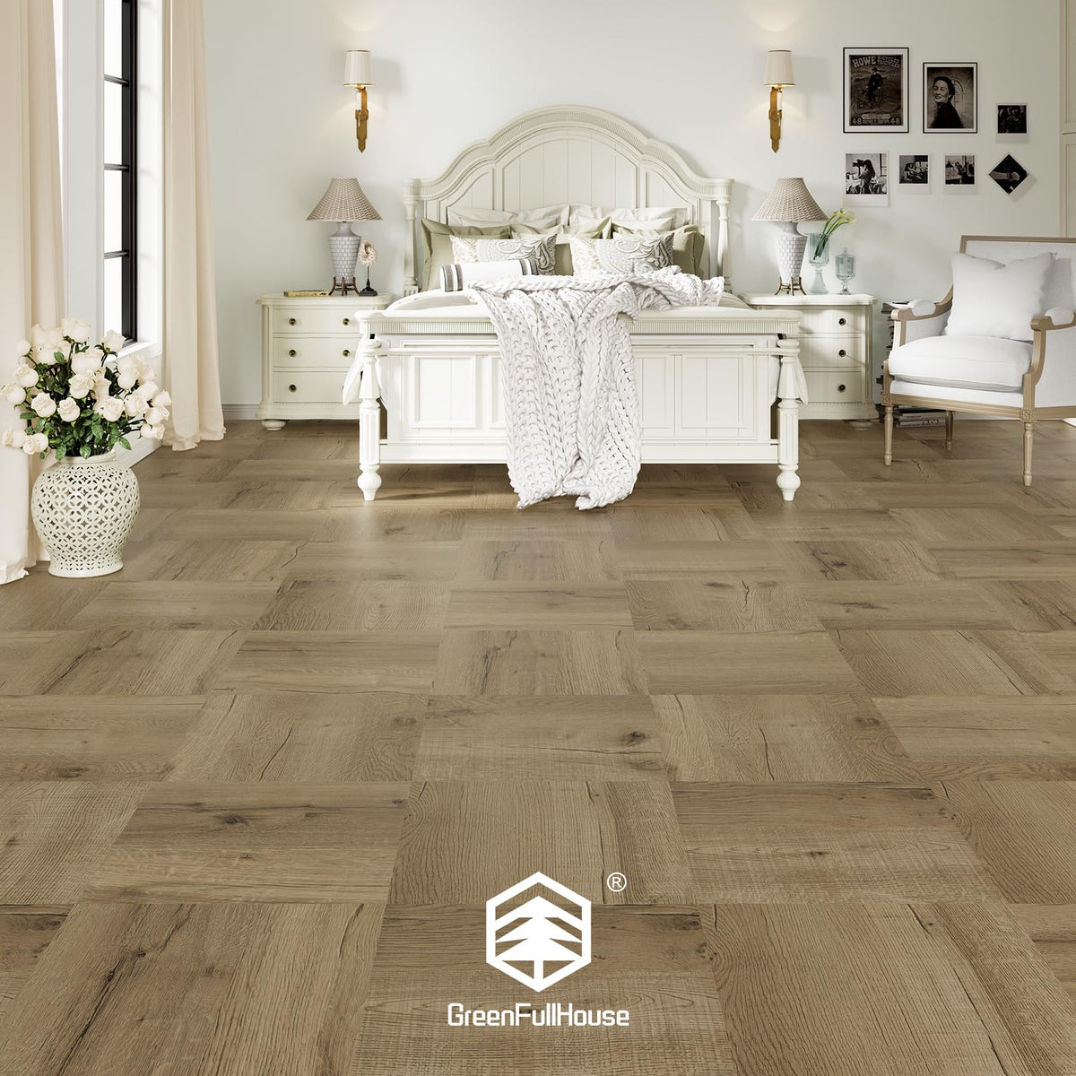 Peel and Stick Floor Tile, 30 Sq.Ft, Strong Adhesion