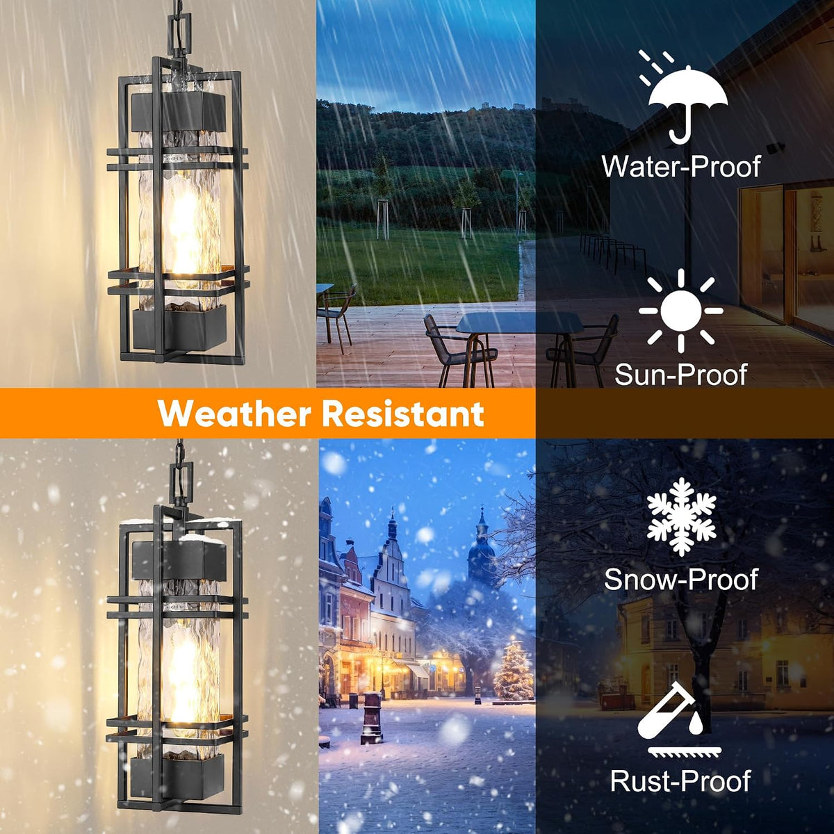 Large Outdoor Pendant Light Fixture, Modern Hanging Lantern Ceiling Mount