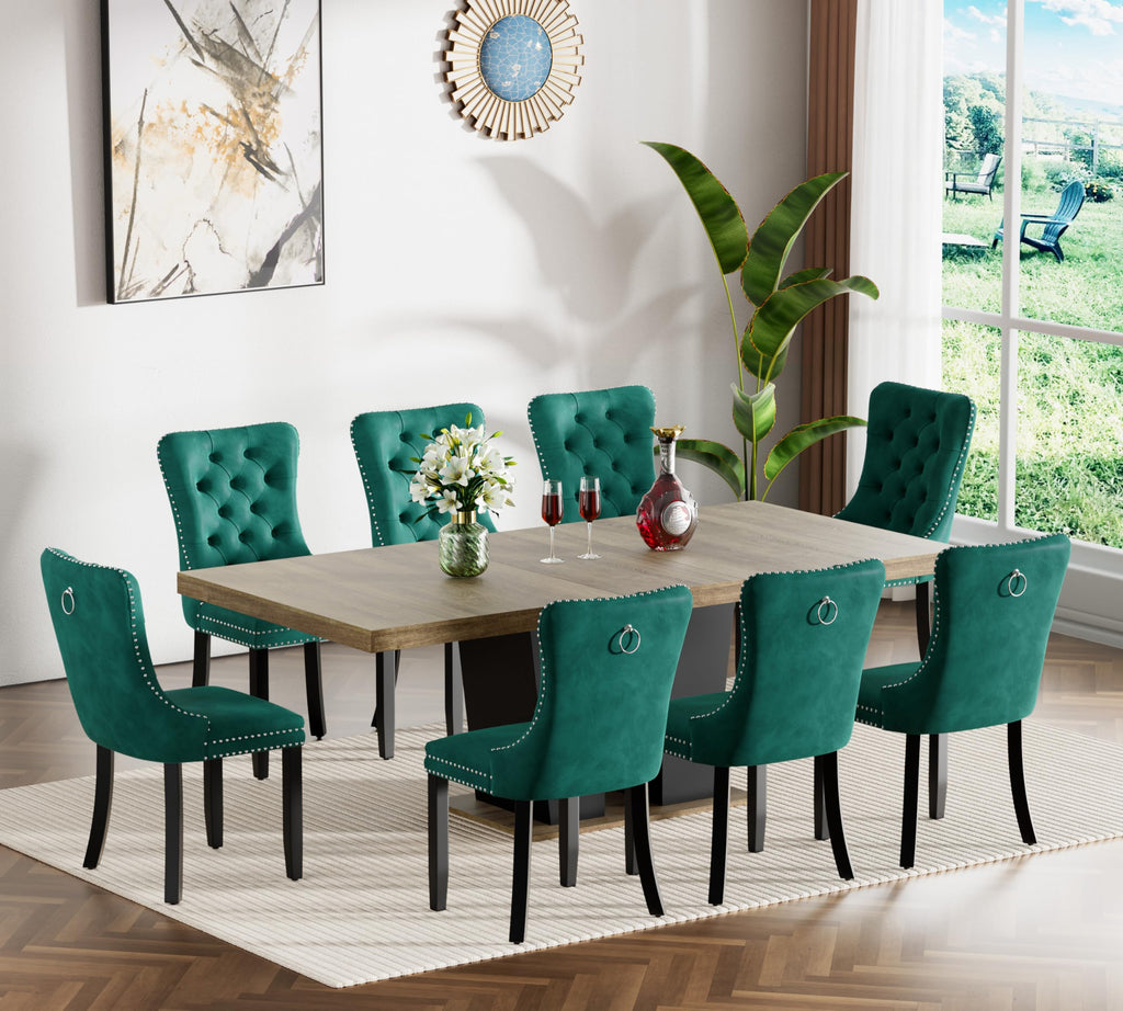 Wood Expandable Dining Table Set for 8 for Family Gathering
