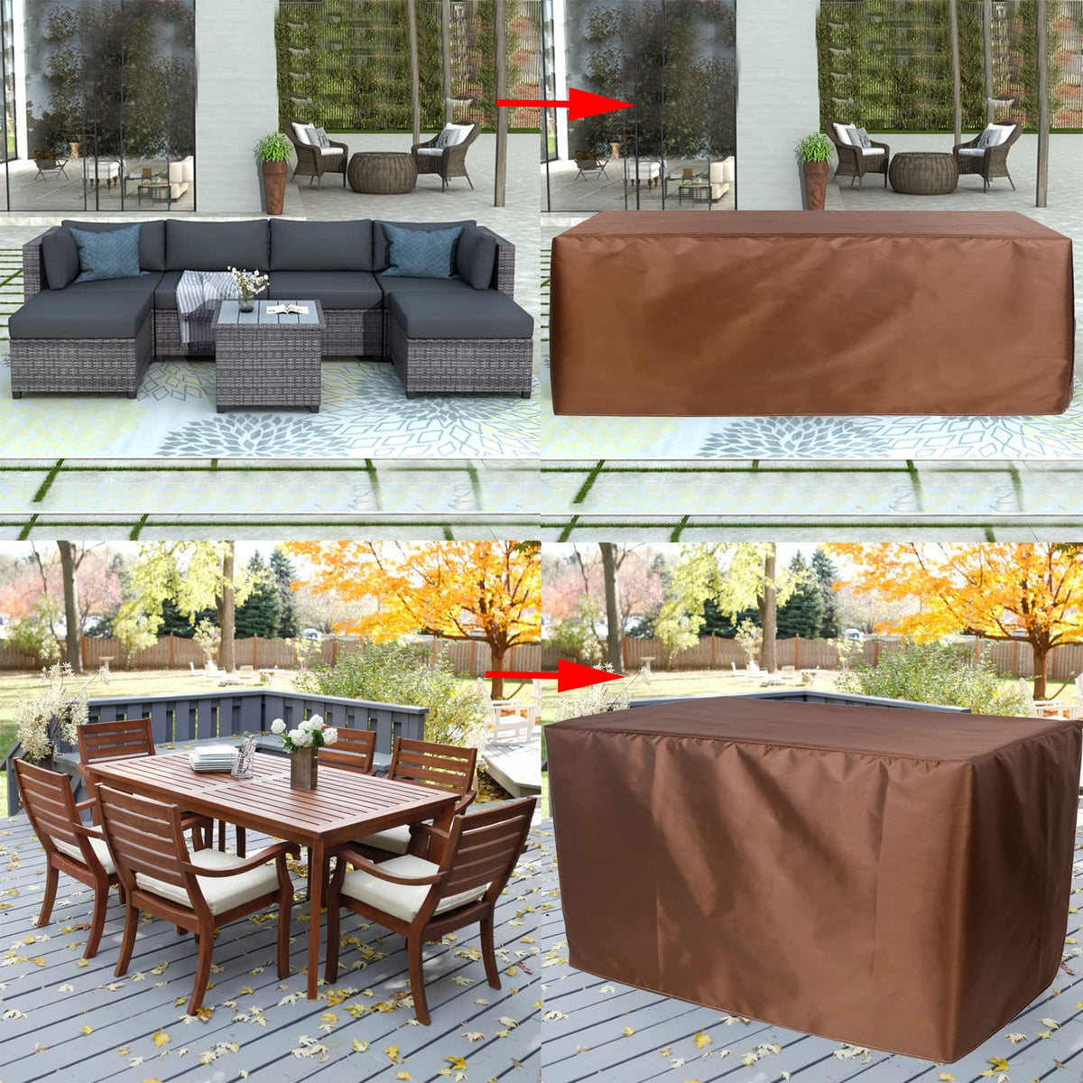 71x47x47 Furniture Table Cover Waterproof Outdoor Rectangular Furniture Set Cover for Garden Veranda Table and Chair