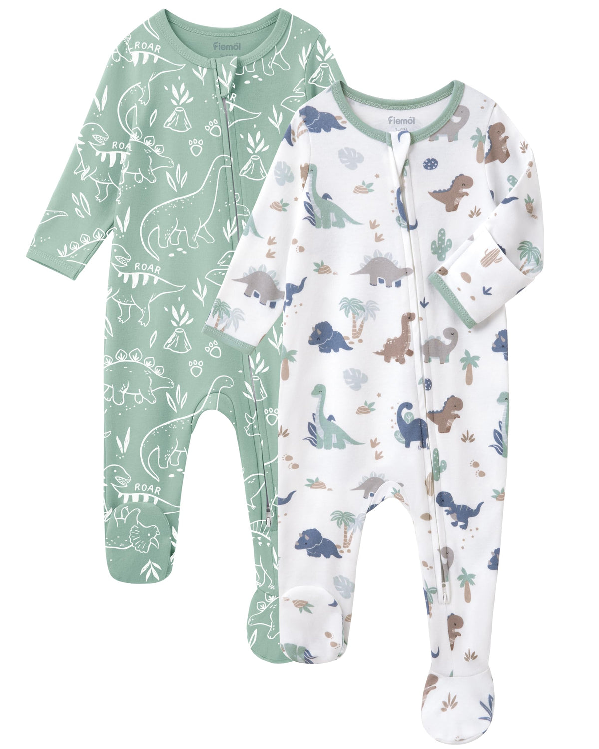 Baby Boy Sleepers 100% Cotton Footie Pajamas, Newborn 0-3 3-6 with Way Zipper & Mitten Cuffs, Ultra Soft