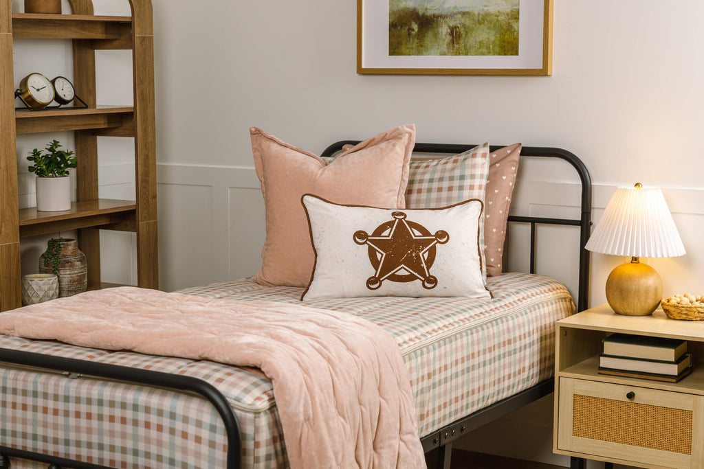 Terracotta Plaid Bed in a Bag Zipper Bedding - Minky Lined