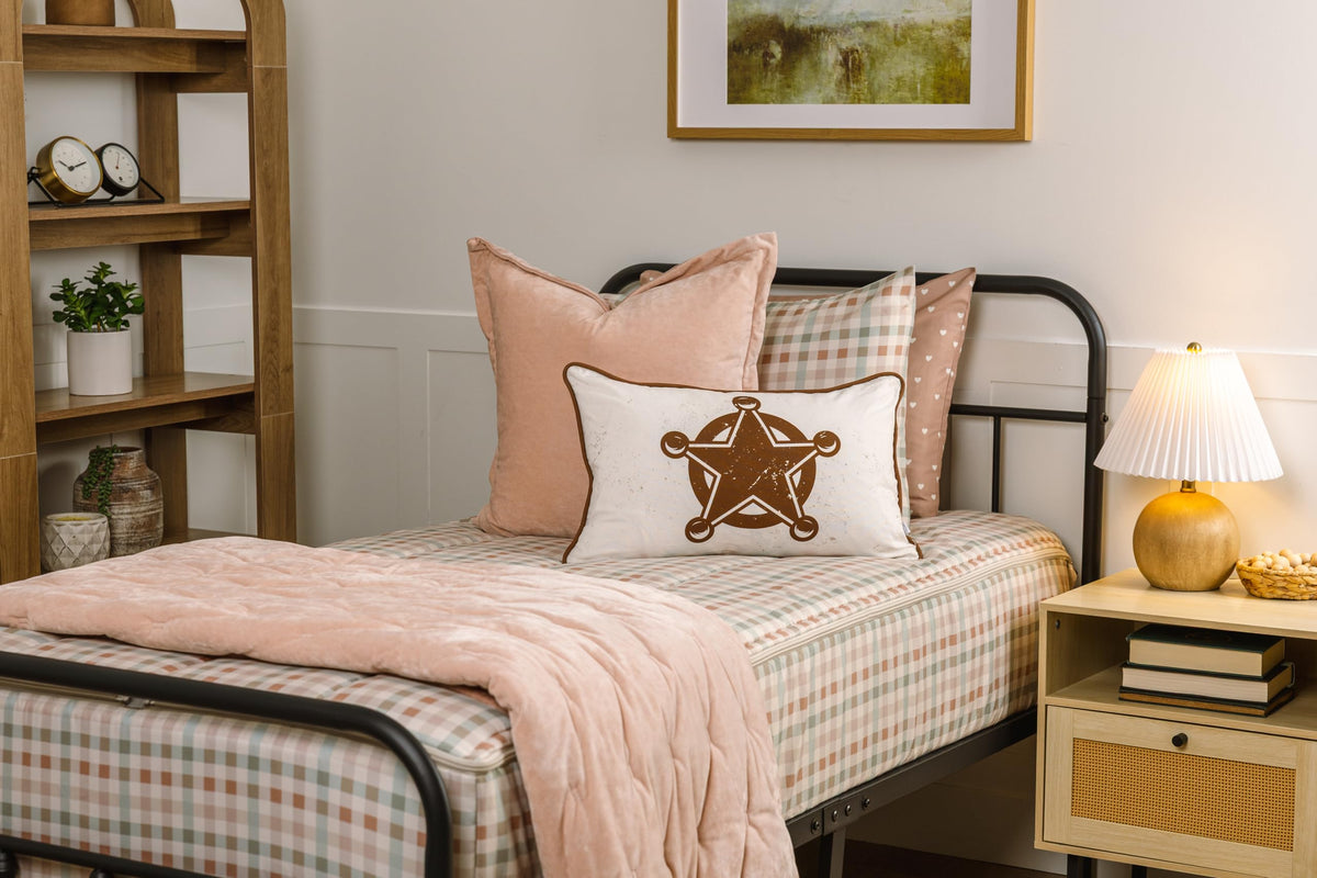 Terracotta Plaid Bed in a Bag Zipper Bedding - Minky Lined