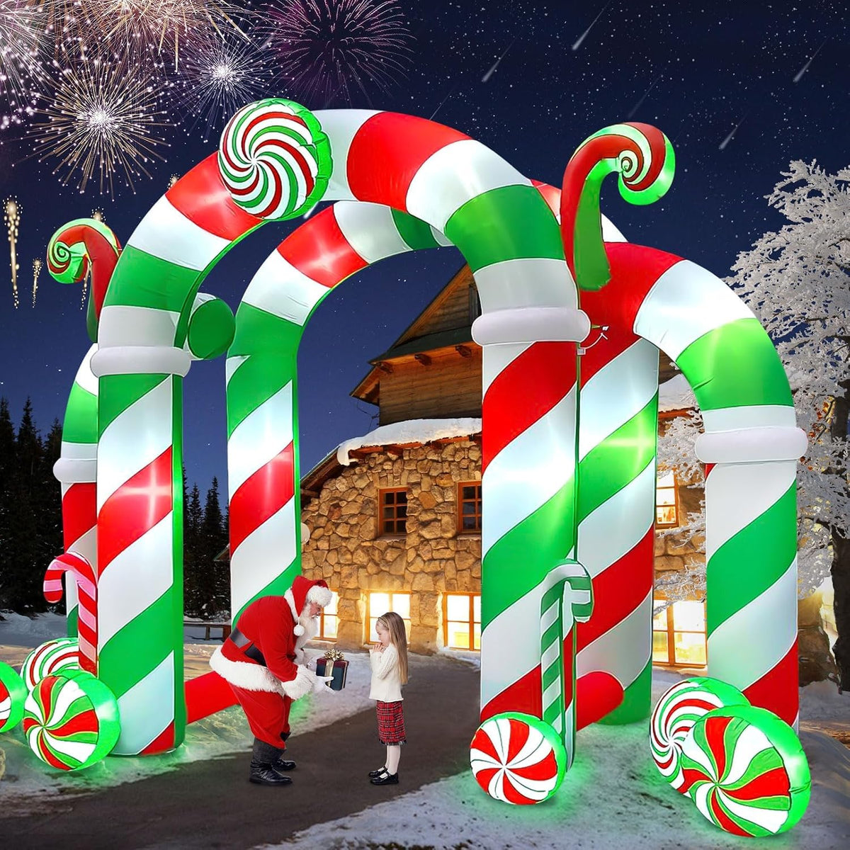 13FT Christmas Inflatables Arch, Giant Xmas Candy Arch Inflatable