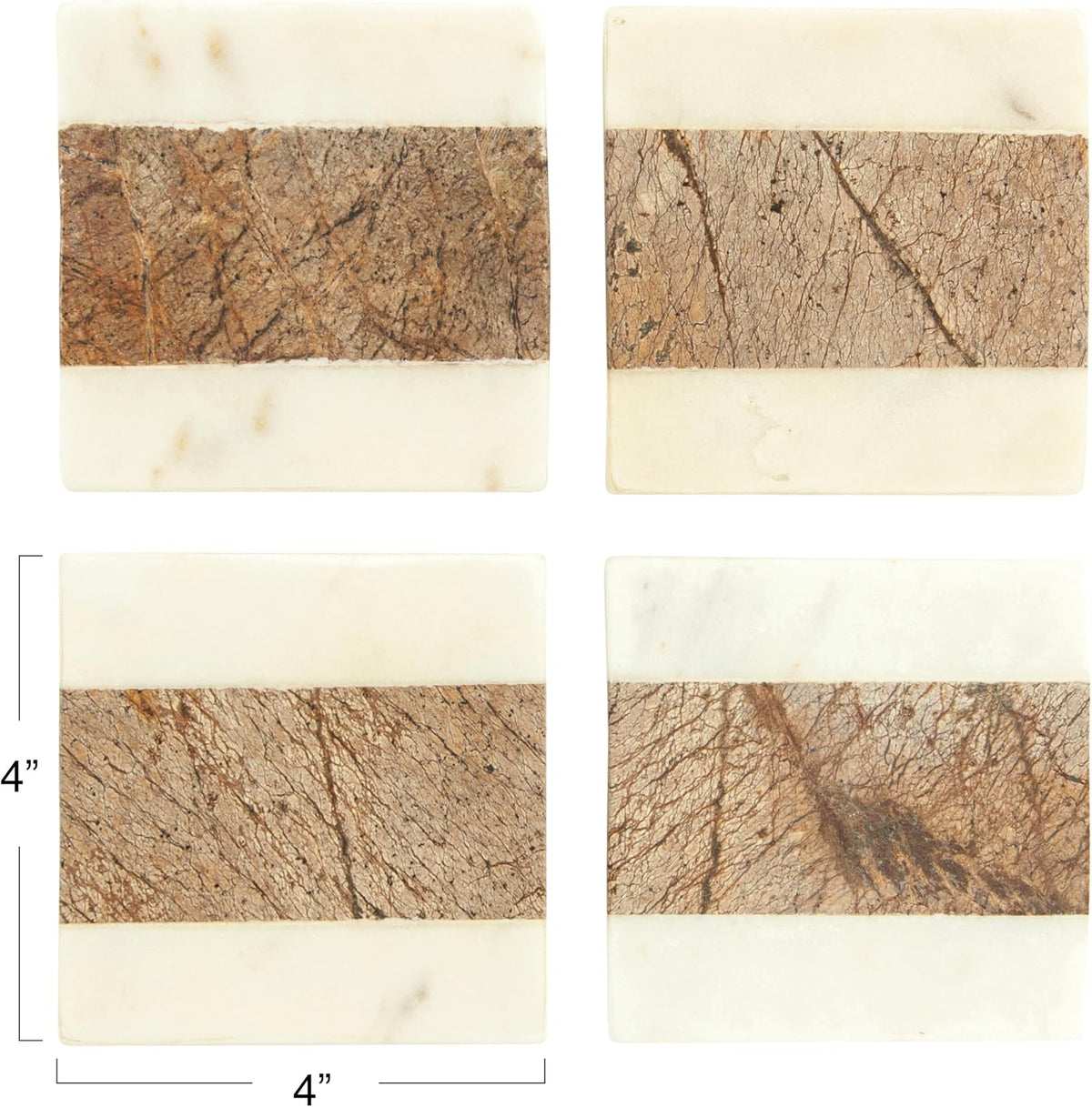 Square Marble Coasters with Jute String ( Pieces) - Set of 4