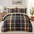 Comforter Set, 5 Pieces Plaid Tartan Bedding Set