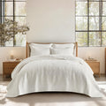 100% Cotton Paisley Quilt Set, Oversized King, Bright White