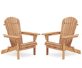Outdoor Folding Adirondack Chair Set of 2, Wooden Patio Chairs, Light Brown