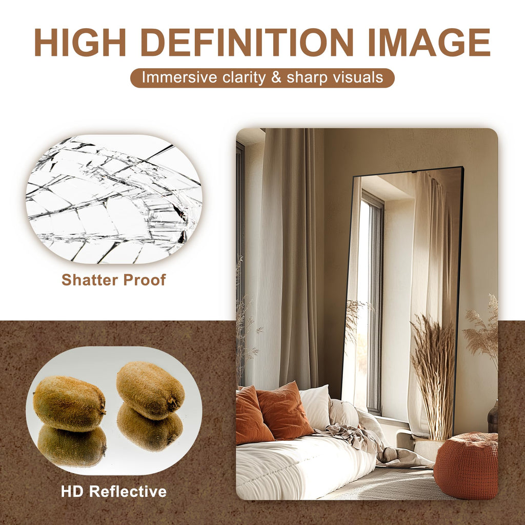 Full Length Mirror with Stand, 70x30 Black Floor Mirror