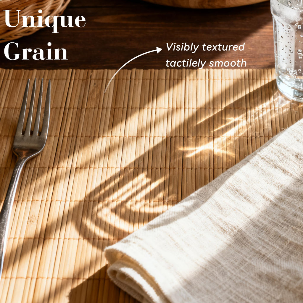 4-Pack Bamboo Placemats,Woven Heat-Resistant Rectangular Table Mats,Natural Dining Place Mats,Rustic Japanese Style
