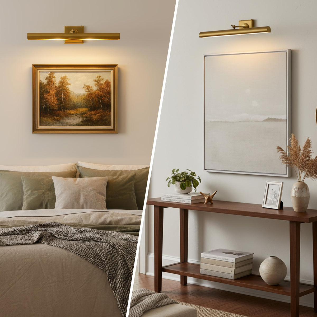 Hardwired Picture Light 19", Dimmable Brass Wall Sconce for Art Display