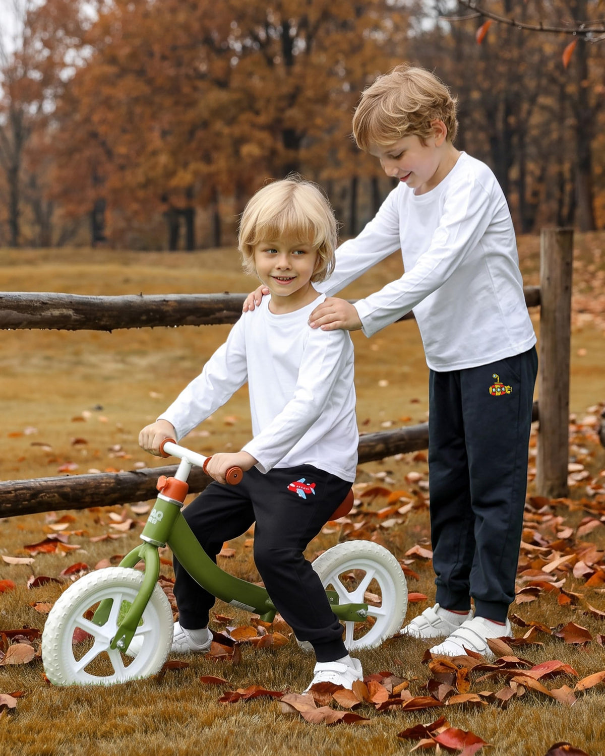 Toddler Boys Cotton Pants Kids Embroidery Joggers Sweatpants