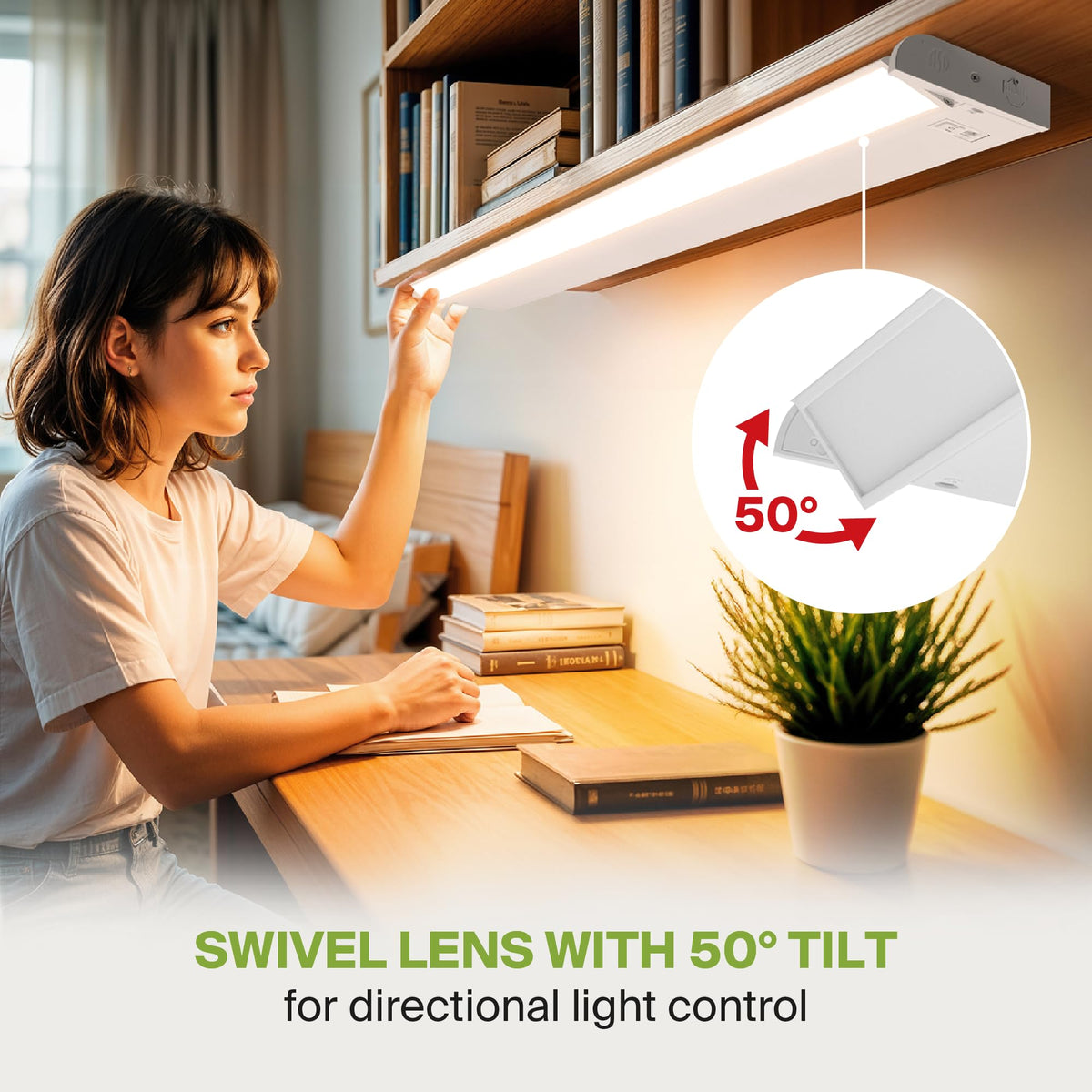 White Swivel LED Under Cabinet Light, 40 Inch 20W, Plug in/Hardwired
