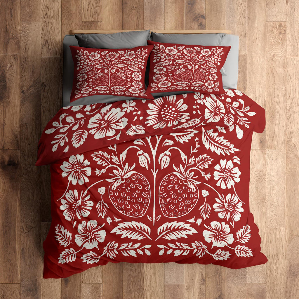 Scandinavian Folk Art Duvet Cover Queen Size 3 Piece