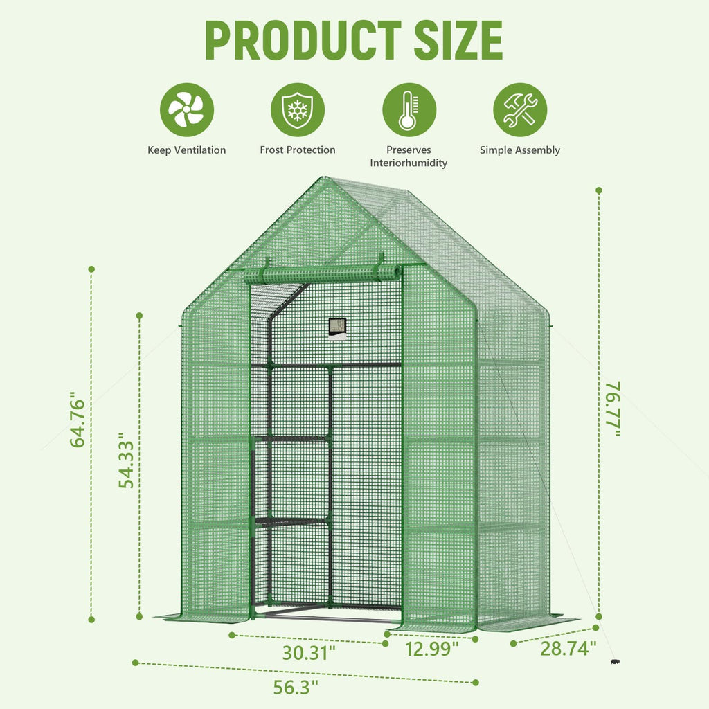 Walk in Greenhouses, 57 x 29 x 76 inch Green House, Greenhouse for Outdoors with Durable PE Cover, Portable