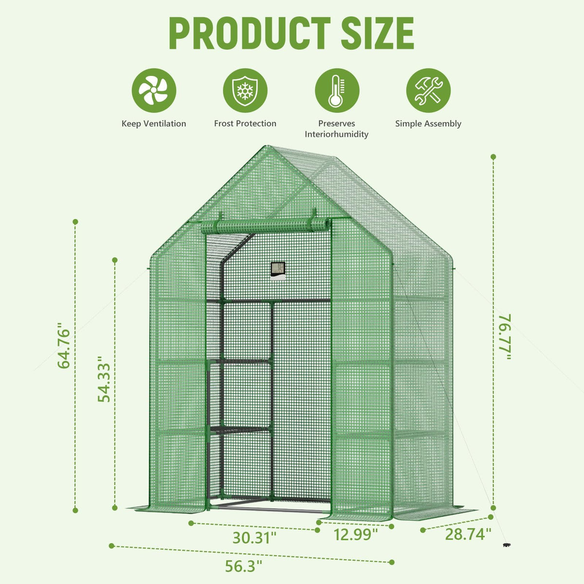 Walk in Greenhouses, 57 x 29 x 76 inch Green House, Greenhouse for Outdoors with Durable PE Cover, Portable