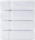 Luxury Turkish Bath Towels Set of 4, Double Stitched 100% Cotton True 600 GSM Soft & Absorbent Bathroom Towels, Hotel