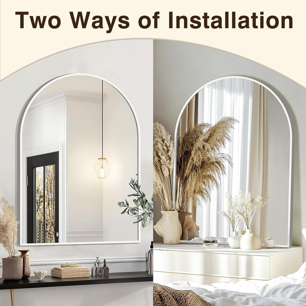 30" x 40" Arched Bathroom Vanity Mirror for Over Sink, Silver