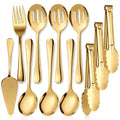 11PCS Stainless Steel Gold Serving Utensils, 8.7''Serving Spoons,8.7''Slotted Spoons, Serving Fork, 9'' Serving