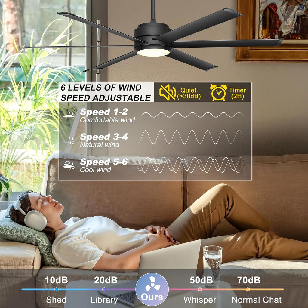 60" Outdoor Ceiling Fan with Light & Remote