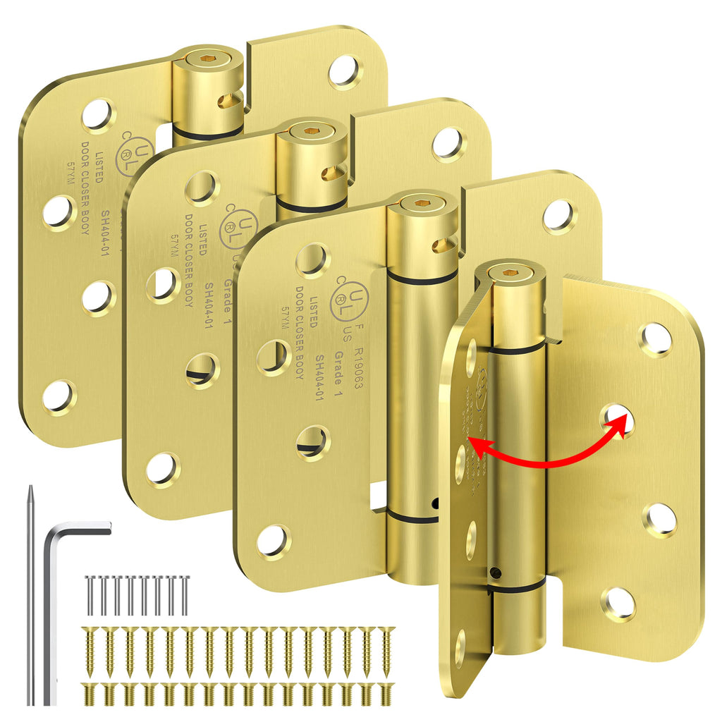 4 Inch Self Closing Door Hinges, 4-Pack Spring Loaded Door Hinges