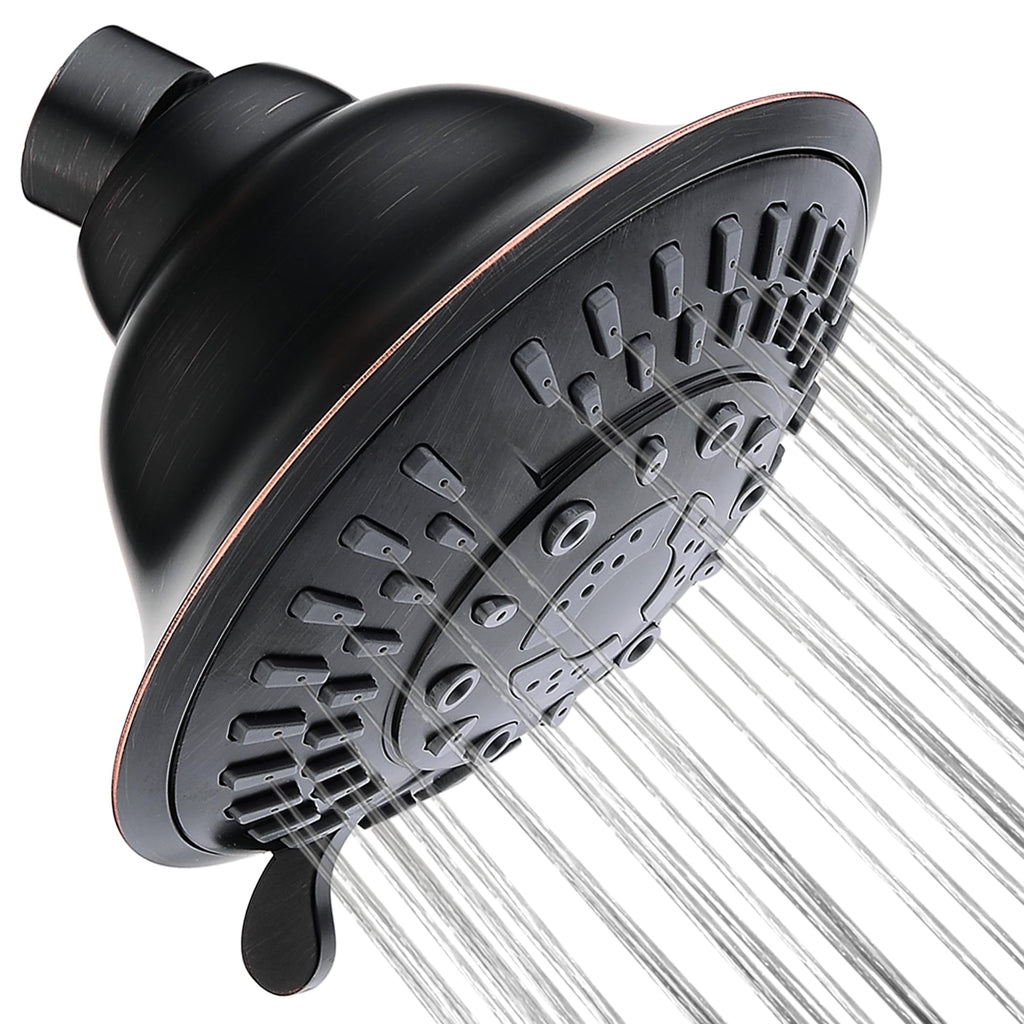 High Pressure Rain Shower Head, Fixed Shower Head with 5 Spray Settings, Adjustable Angle and Anti-Clog Nozzles, Oil