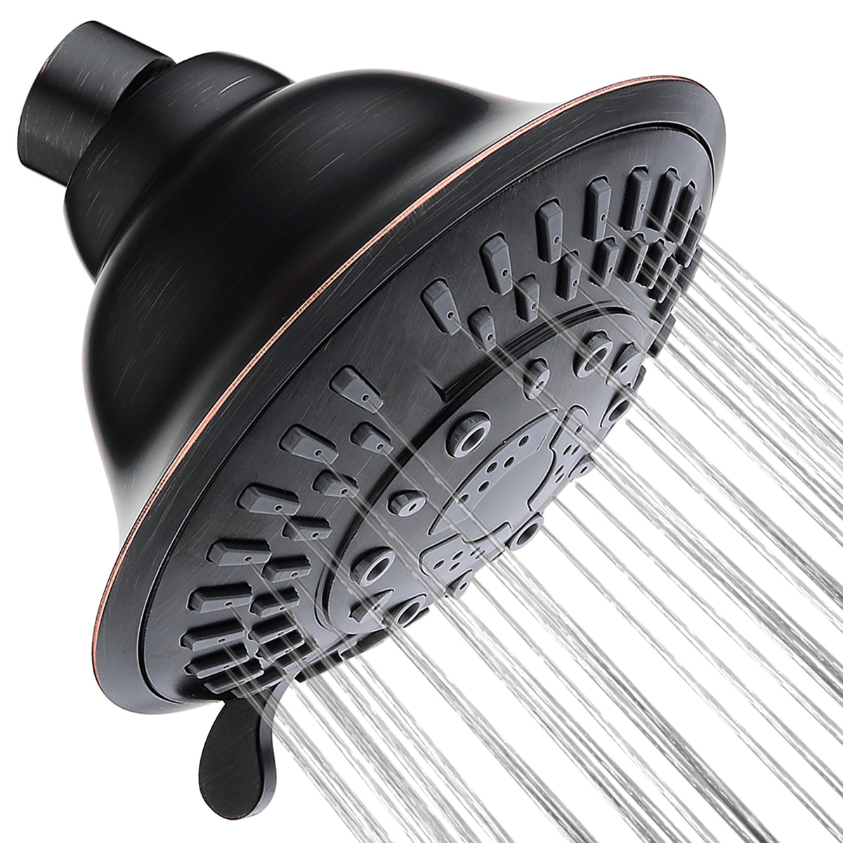 High Pressure Rain Shower Head, Fixed Shower Head with 5 Spray Settings, Adjustable Angle and Anti-Clog Nozzles, Oil