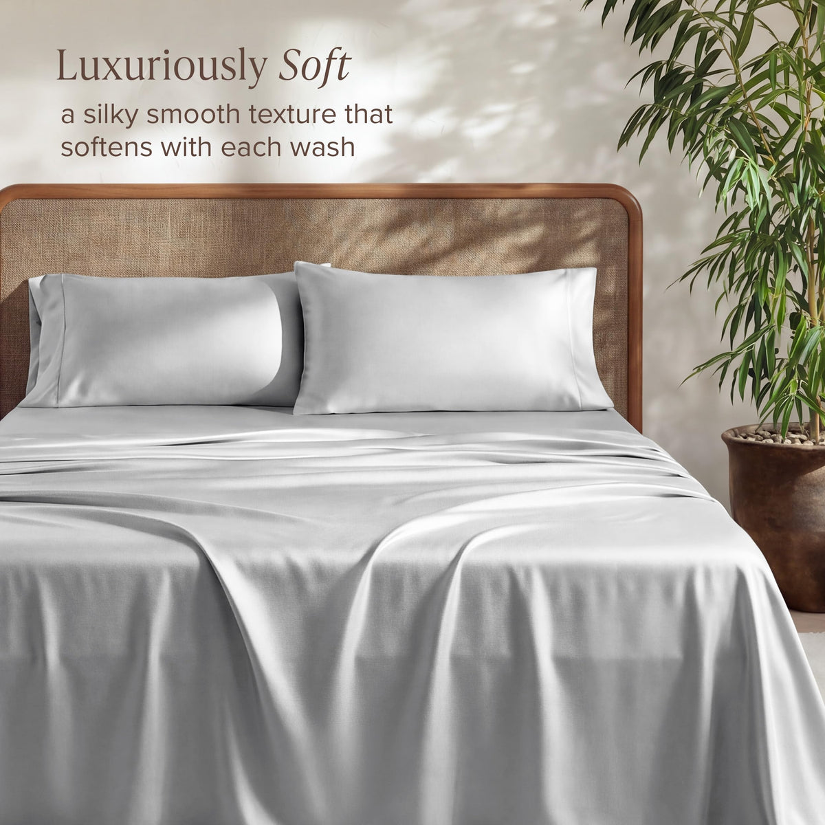 100% Rayon Made from Bamboo Sheet Set (Cloud Grey)
