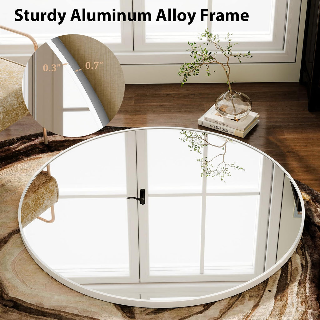 Round Mirror 30 White Wall Mounted Circle Mirrors
