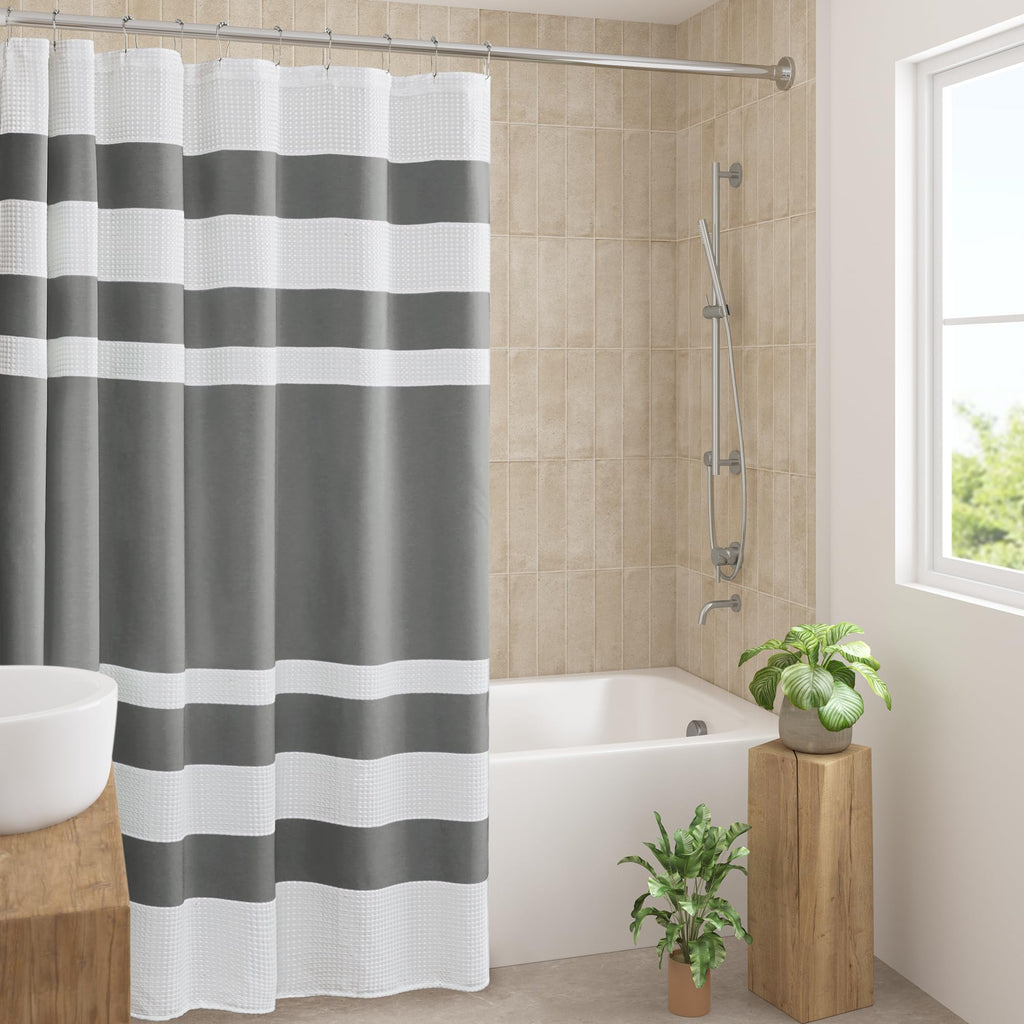 Spa Waffle Shower Curtain, 72 x 72", Charcoal