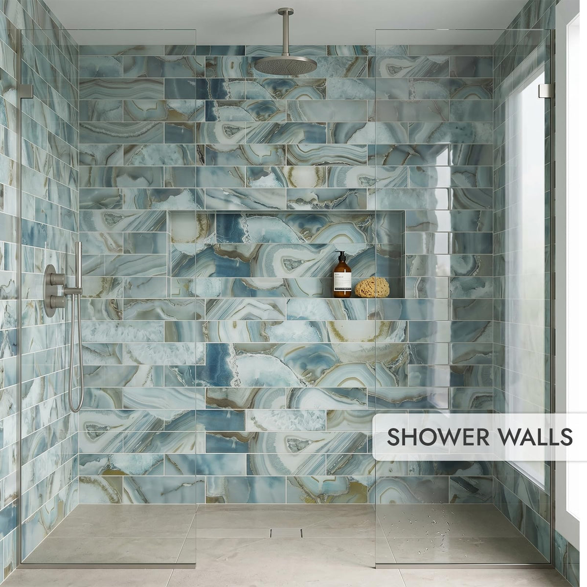 Oasis Tile Magical Forest Crystal Lagoon Aqua 3x12 Glass Subway Tile