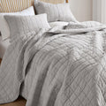 Quilt, Grey - Breathable Box-Stitch Coverlet