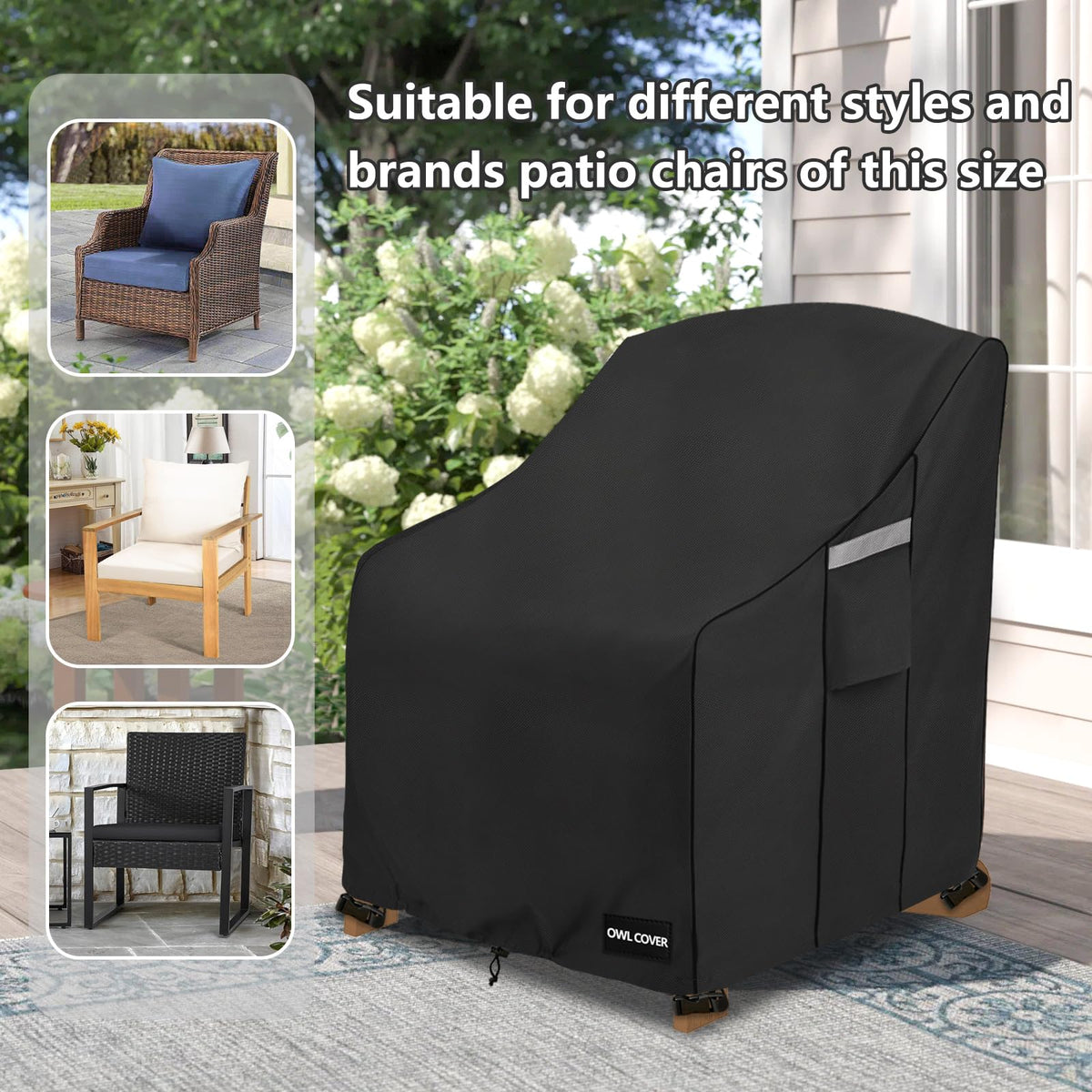 Outdoor Chair Covers 37"W x 40"D x 36"H, 600D Heavy Duty Waterproof Patio Chair Cover, Outdoor Furniture Covers for