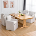 Upholstered with Casters, Linen Set of 4
