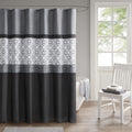 Donnell Shower Curtain , 72 x 72, Black/Gray | Microfiber, Adds Privacy, Machine Washable, Geometric Pattern