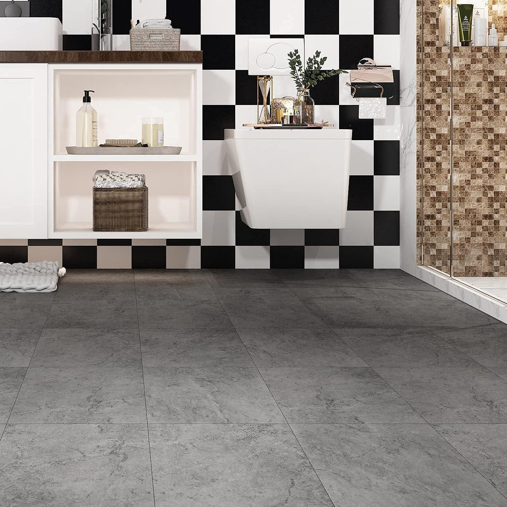 16-Pack Grey Slate Flooring Peel and Stick Floor Tile Waterproof Vinyl Flooring Sheet Self Adhesive Floor Tiles